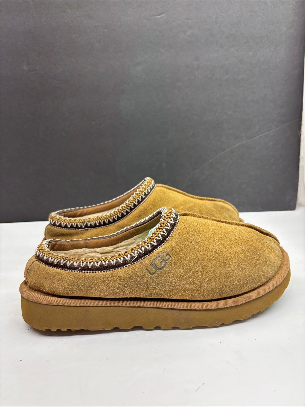 UGG Women’s Tasman Slip-On Suede Slippers in Chestnut, sz 10